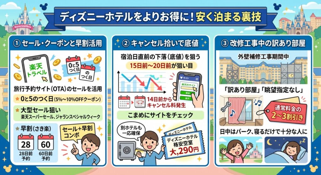 【裏技】ディズニーランドホテル等にさらに安く泊まる3つの方法