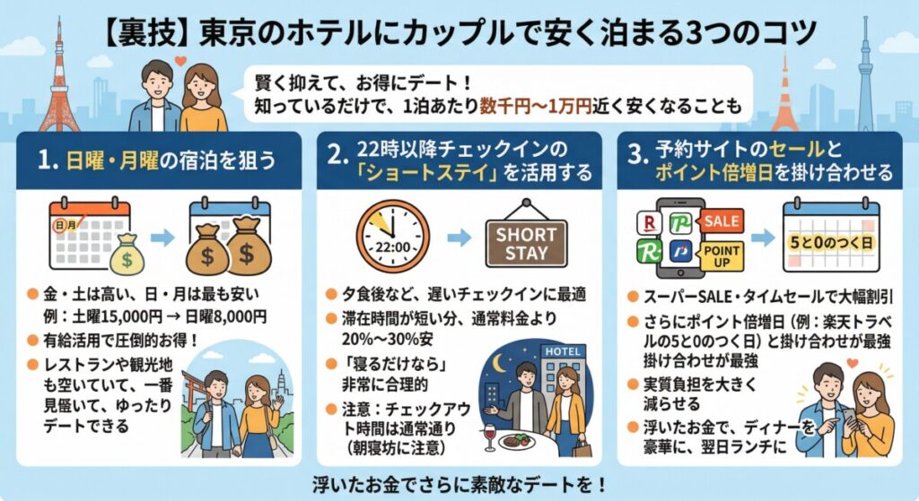 【裏技】東京のホテルにカップルで安く泊まる3つのコツ