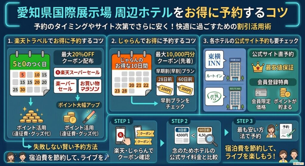 愛知県国際展示場のホテル予約で使える割引・クーポン情報