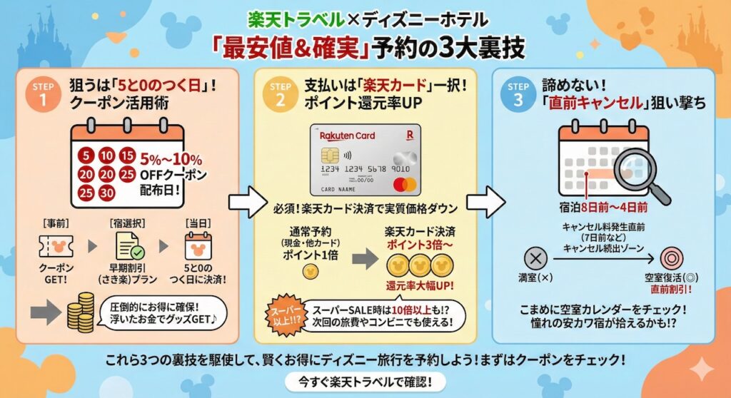 楽天トラベルで「最安値」かつ「確実に」予約するための裏技
